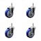 Service Caster 4'' Blue Polyurethane Wheel Swivel 7/16'' Grip Ring Stem Caster Set, 4PK SCC-GR20S414-PPUB-BLUE-716138-4 - alternate 1